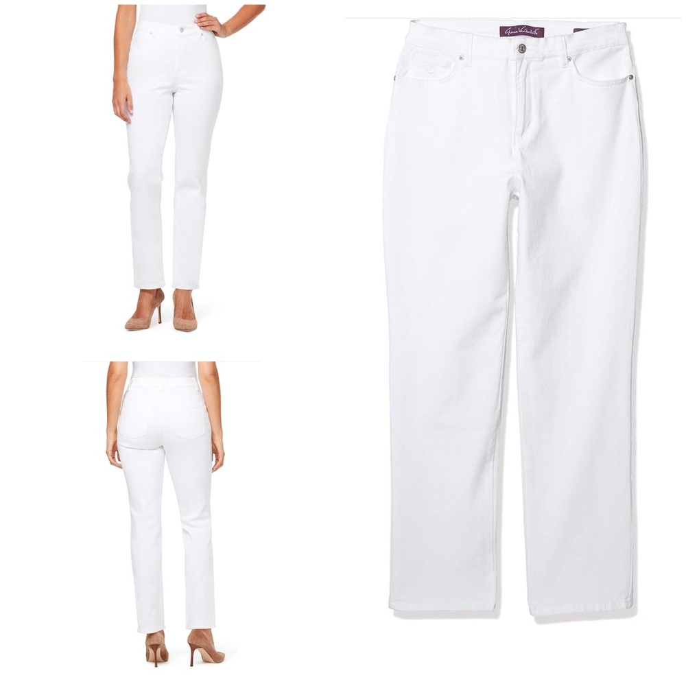 Gloria Vanderbilt Women’s Amanda White Denim Jeans High Rise Tapered Leg | Sz 16